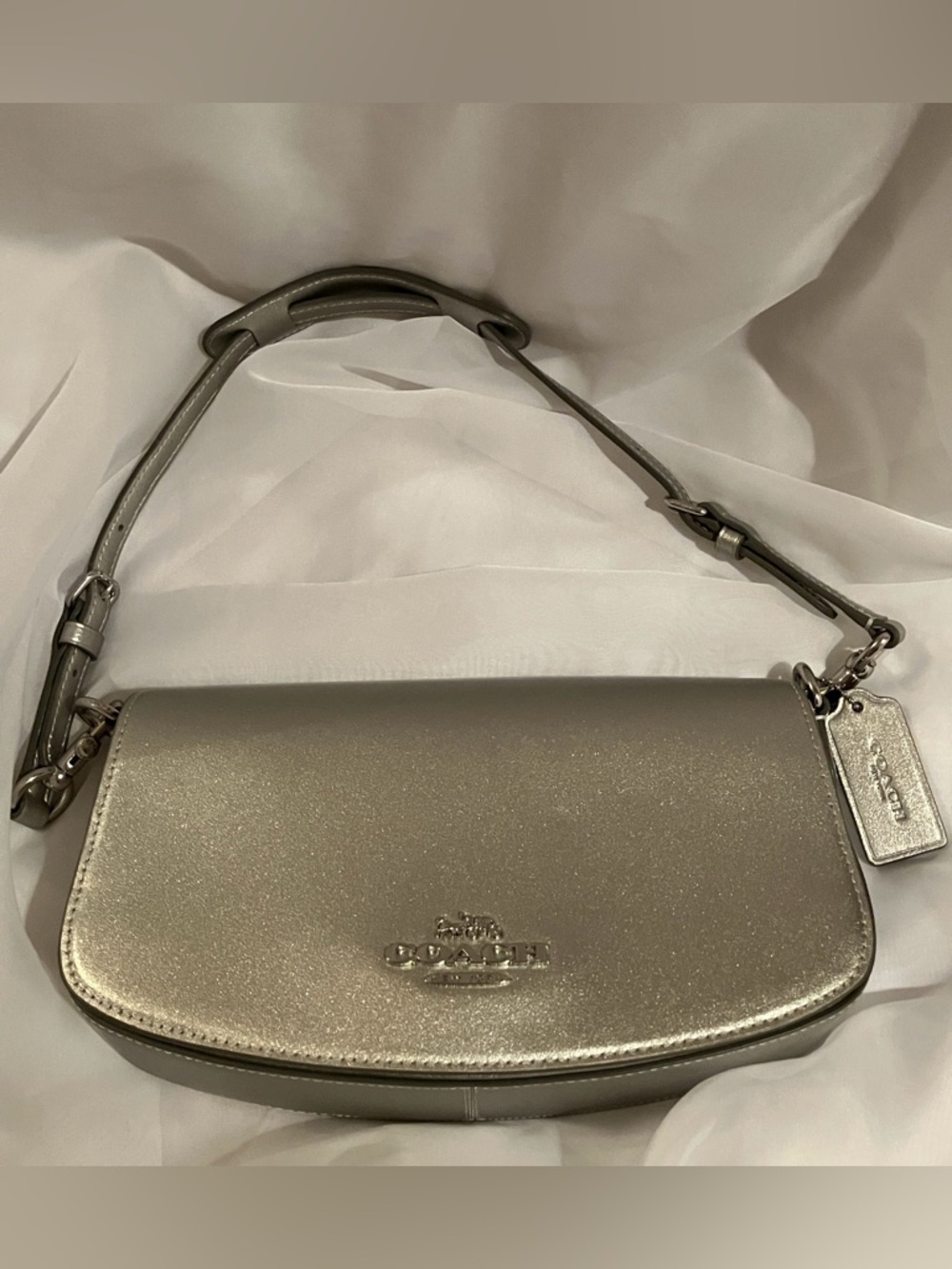 Coach Andrea Metallic Silver Bag - Picture 2 of 10